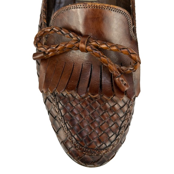 BRAGANO by COLE HAAN Vintage Woven Leather Tassel Penny Loafers Made in ITALY - Picture 10 of 14